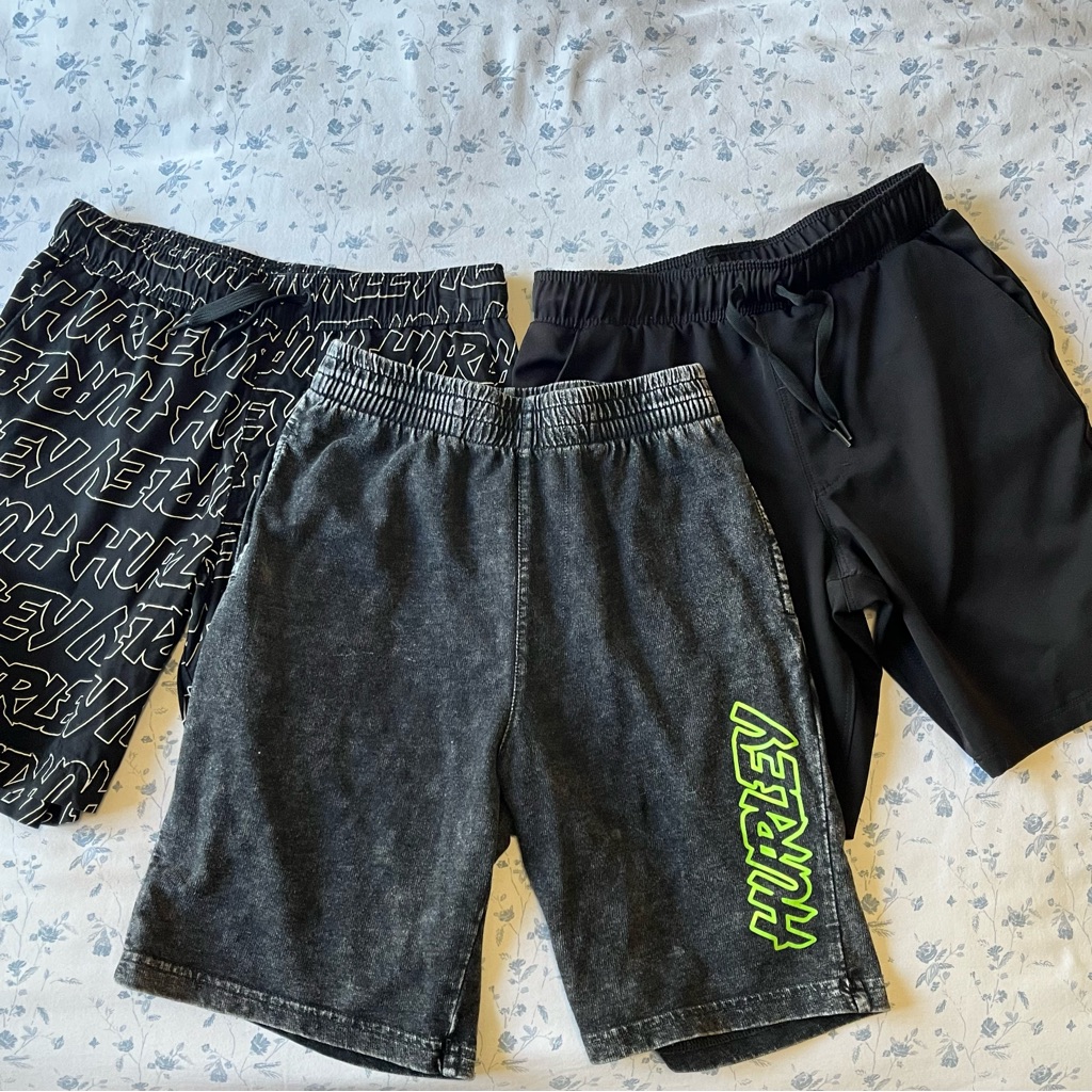 Boys Hurley Athletic Black And Gray Shorts